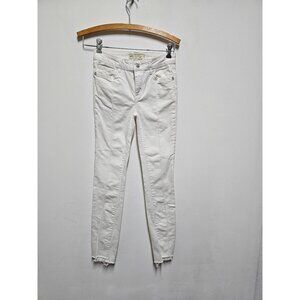 WOMEN'S FREE PEOPLE WHITE DEL WRAY DENIM JEANS 24 RAW HEM